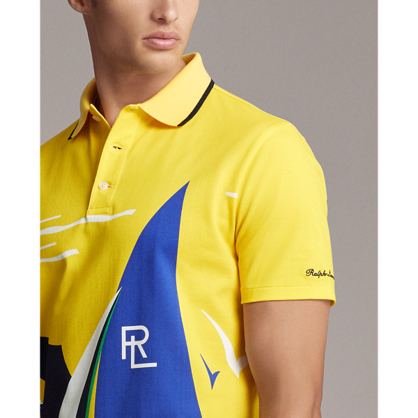 Bright Yellow Multi Custom Slim Fit Pique Polo Purple Label 7