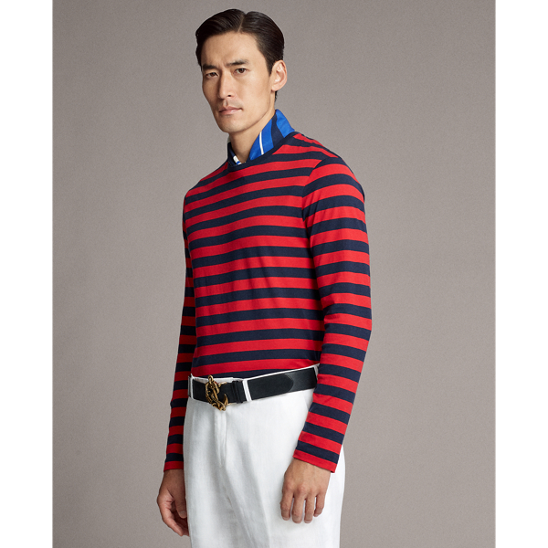 Red/Navy Striped Lisle T-Shirt Purple Label 4