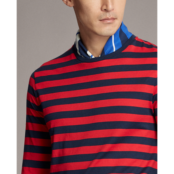 Red/Navy Striped Lisle T-Shirt Purple Label 6