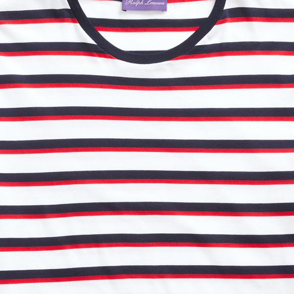 Optic White Multi Striped Lisle T-Shirt Purple Label 7