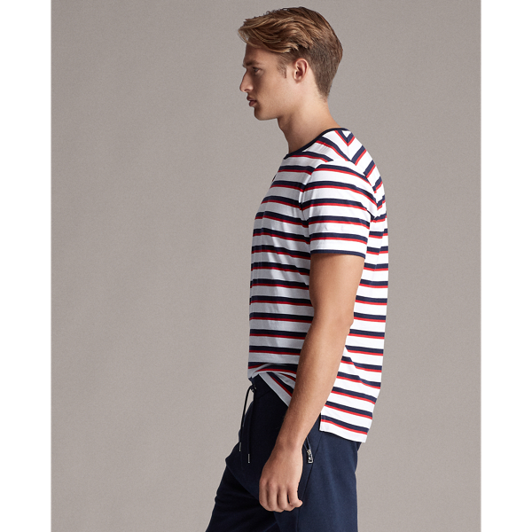Optic White Multi Striped Lisle T-Shirt Purple Label 4