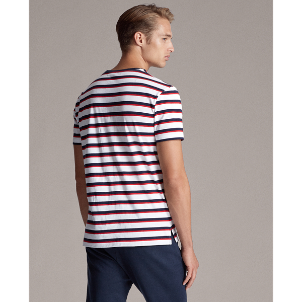 Optic White Multi Striped Lisle T-Shirt Purple Label 5