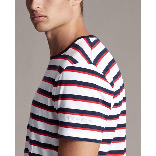 Optic White Multi Striped Lisle T-Shirt Purple Label 6