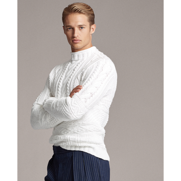 Off White Hand-Knit Cotton-Blend Jumper Purple Label 4
