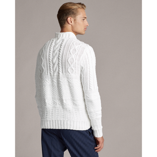Off White Hand-Knit Cotton-Blend Jumper Purple Label 5