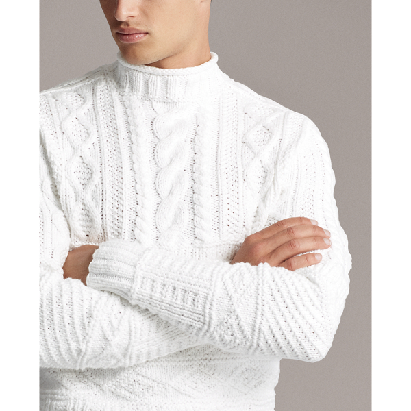 Off White Hand-Knit Cotton-Blend Jumper Purple Label 6