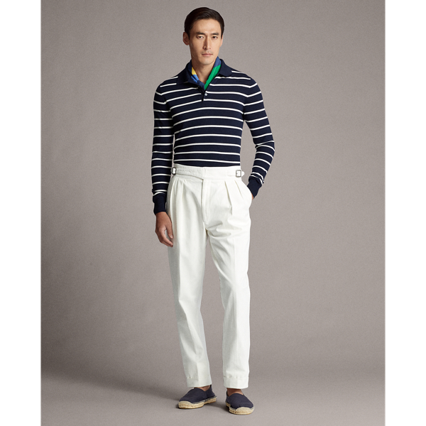 Navy/White Striped Wool Polo-Collar Sweater Purple Label 3