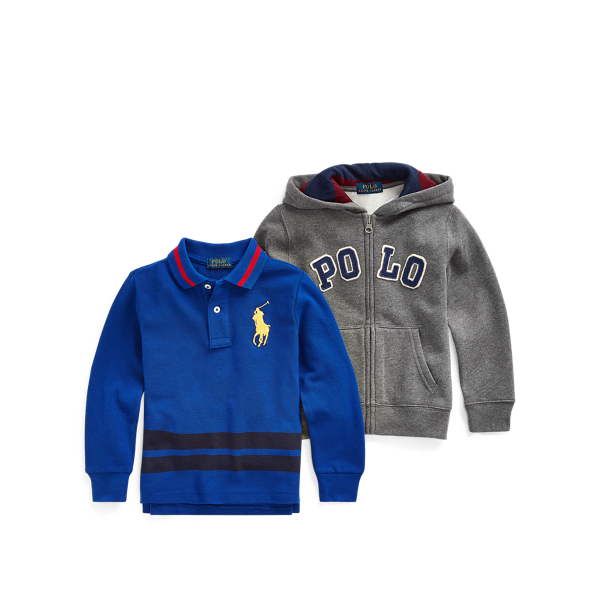Multi Hoodie & Polo 2-Piece Gift Set Boys 2-7 2