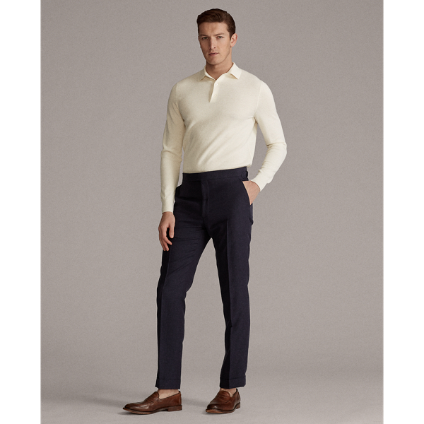 Classic Cream Silk-Cotton Polo Jumper Purple Label 3