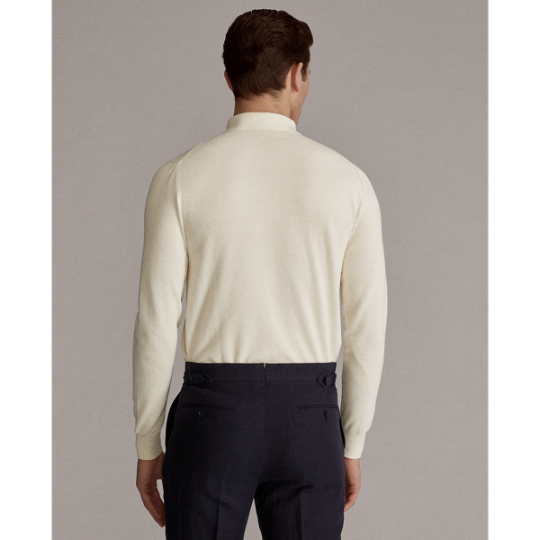 Classic Cream Silk-Cotton Polo Jumper Purple Label 4
