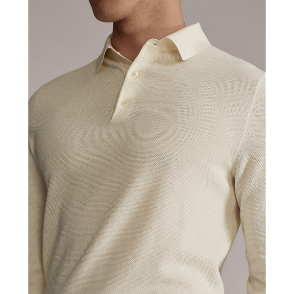 Classic Cream Silk-Cotton Polo Jumper Purple Label 5