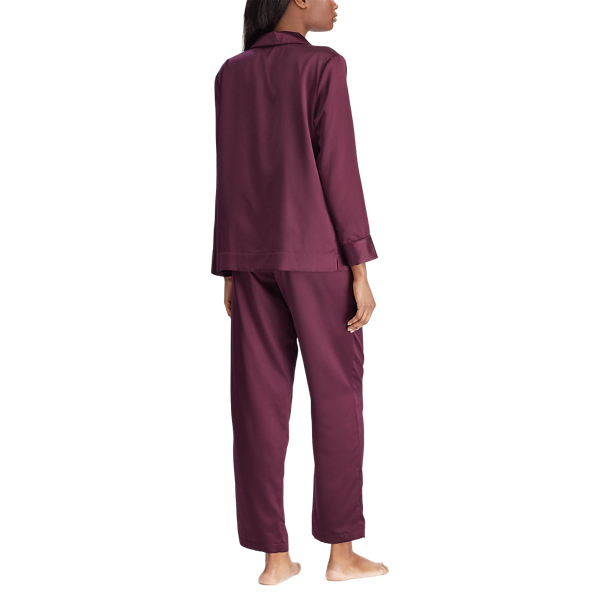 Wine Satin Pajama Set Lauren 3