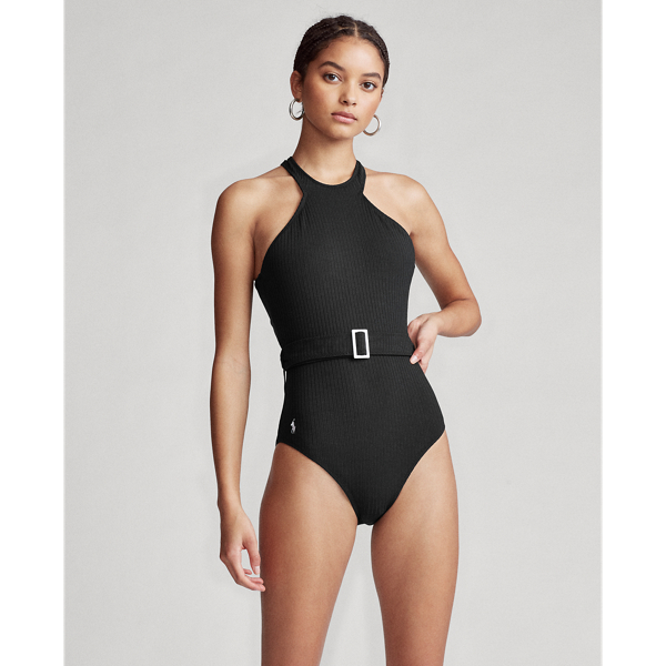 Black Belted Halter One-Piece Polo Ralph Lauren 3