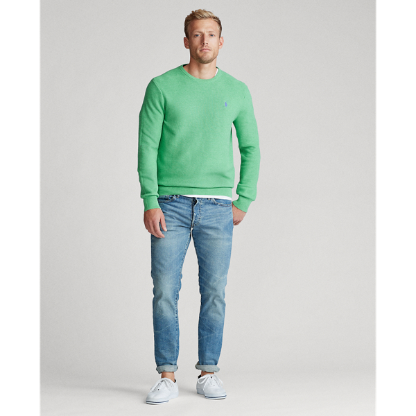 Lime Crush Heather Mesh-Knit Cotton Crewneck Sweater Polo Ralph Lauren 3