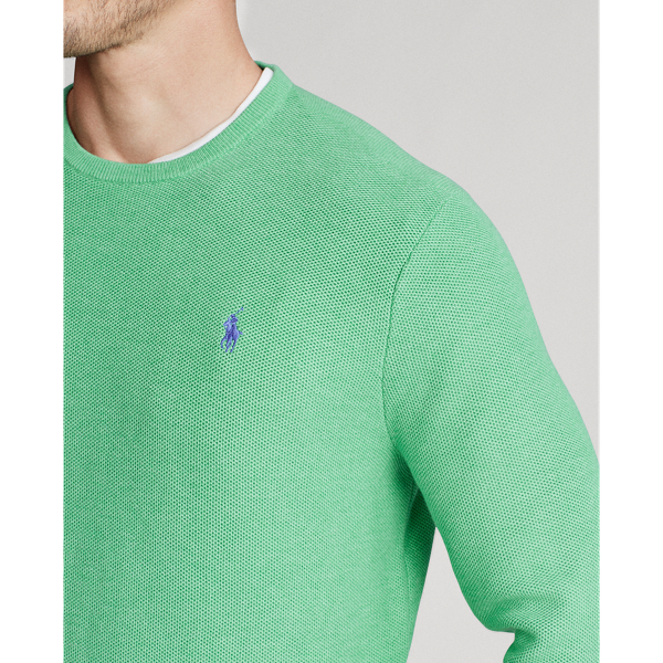Lime Crush Heather Mesh-Knit Cotton Crewneck Sweater Polo Ralph Lauren 5