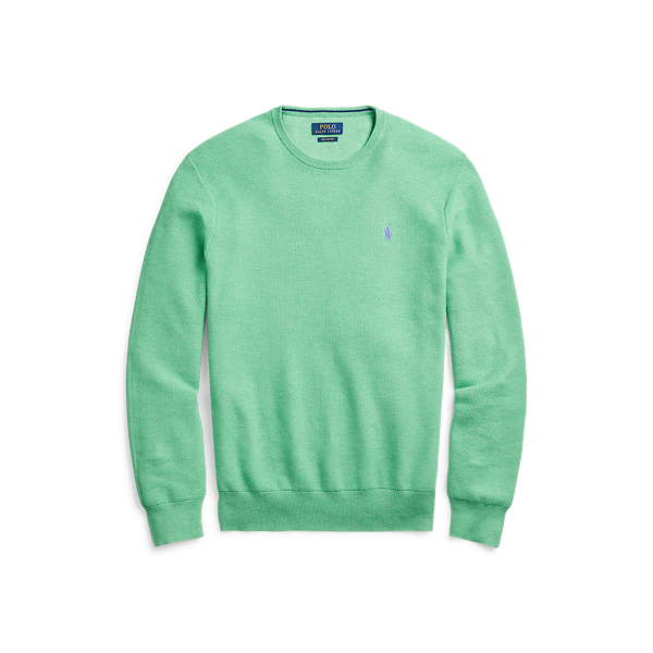 Lime Crush Heather Mesh-Knit Cotton Crewneck Sweater Polo Ralph Lauren 2