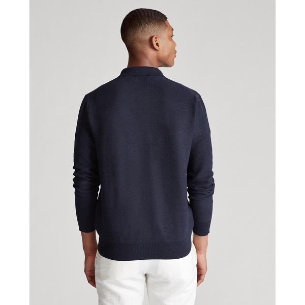 Navy Heather Cotton Polo-Collar Sweater Polo Ralph Lauren 4
