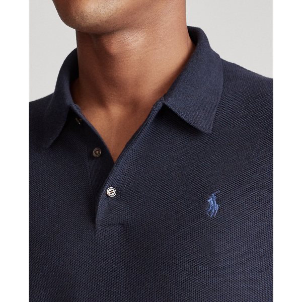 Navy Heather Cotton Polo-Collar Sweater Polo Ralph Lauren 5