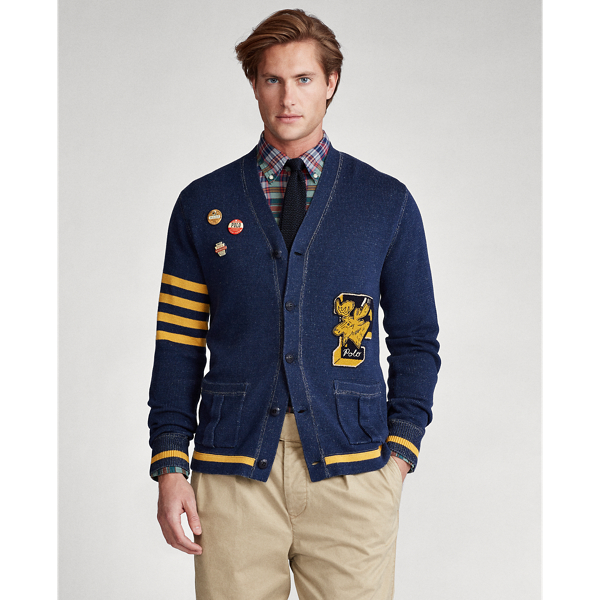 New Urban Outfitters Polo Ralph Lauren Varsity offers Cardigan $348 BLUE Medium