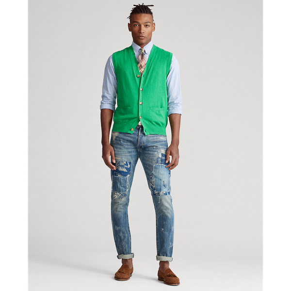 New Tie Green Cotton-Cashmere Sleeveless Jumper Polo Ralph Lauren 3