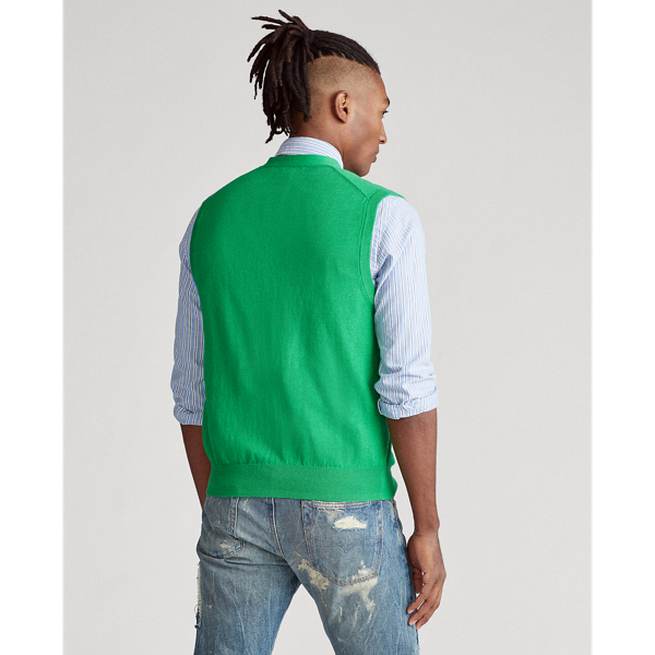 New Tie Green Cotton-Cashmere Sleeveless Jumper Polo Ralph Lauren 5