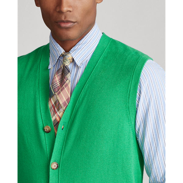 New Tie Green Cotton-Cashmere Sleeveless Jumper Polo Ralph Lauren 6