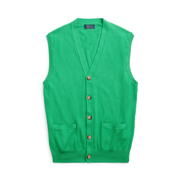 New Tie Green Cotton-Cashmere Sleeveless Jumper Polo Ralph Lauren 2
