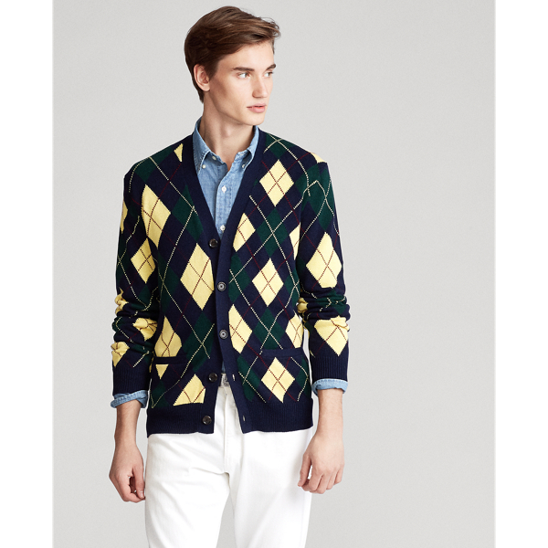Navy Argyle Argyle Cotton-Blend Cardigan Polo Ralph Lauren 4