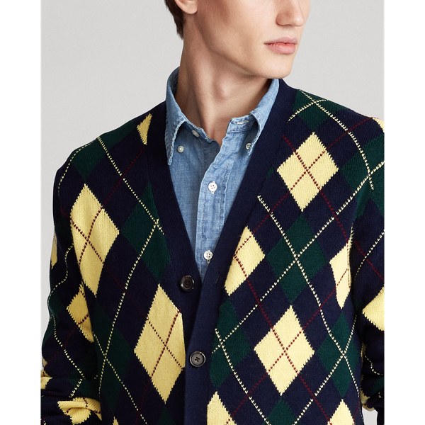 Navy Argyle Argyle Cotton-Blend Cardigan Polo Ralph Lauren 6