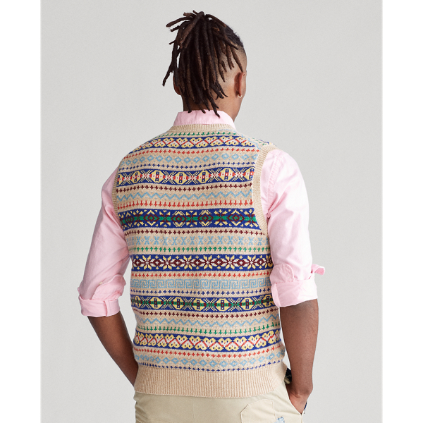 Camel Fairisle Fair Isle Sleeveless Jumper Polo Ralph Lauren 4