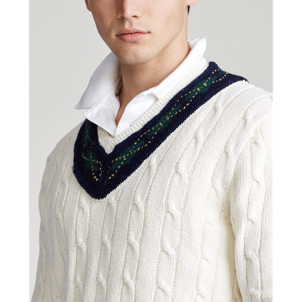 Cream Argyle-Trim Cricket Jumper Polo Ralph Lauren 6