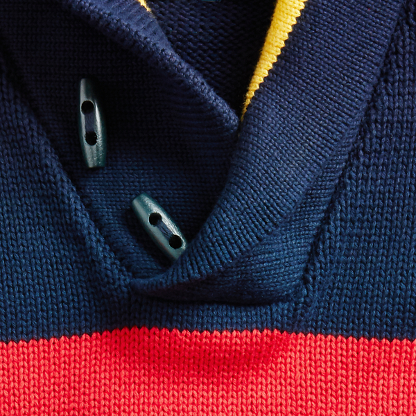 Navy/Green/Red/Yellow Striped Cotton Shawl Jumper Polo Ralph Lauren 6