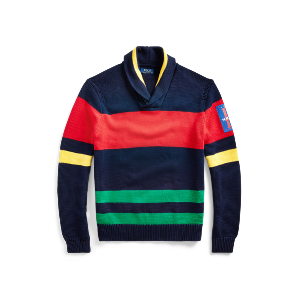 Pull col ch&acirc;le en coton ray&eacute; Polo Ralph Lauren en 1