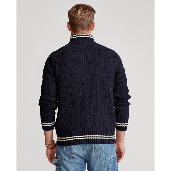 Navy/Cream Hand-Embroidered Cotton-Blend Jumper Polo Ralph Lauren 4