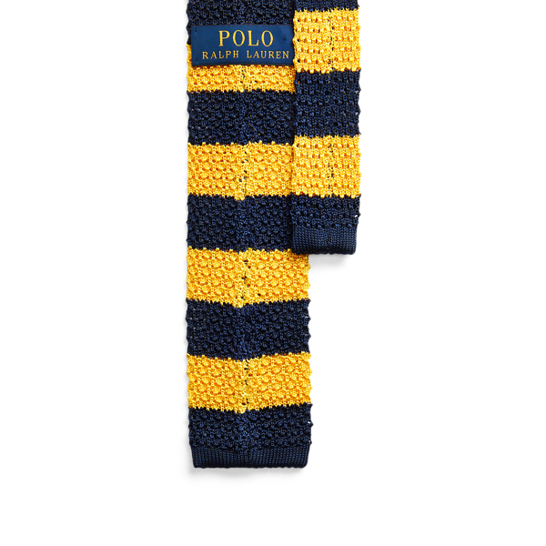Gestreifte Strickkrawatte aus Seide Polo Ralph Lauren in Navy/Gold 2