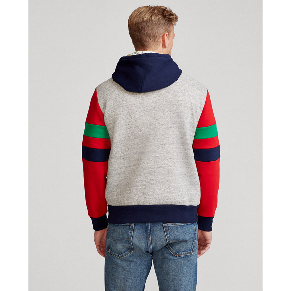 Dark Vintage Heather Mult Colour-Blocked Fleece Hoodie Polo Ralph Lauren 4