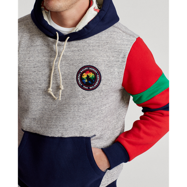 Dark Vintage Heather Mult Colour-Blocked Fleece Hoodie Polo Ralph Lauren 5
