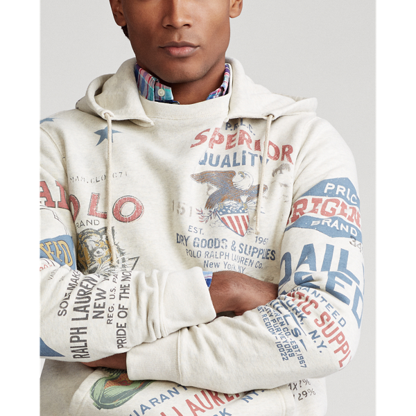 Oatmeal Heather The Graphic Fleece Hoodie Polo Ralph Lauren 6