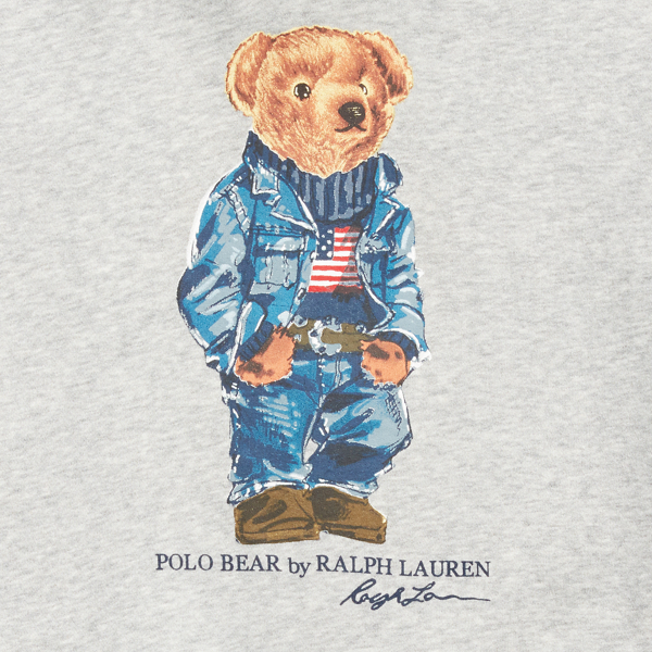 Andover Heather Denim Bear Fleece Hoodie Polo Ralph Lauren 7