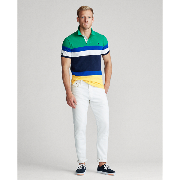 Chroma Green Multi Custom Slim Fit Mesh Polo Polo Ralph Lauren 3