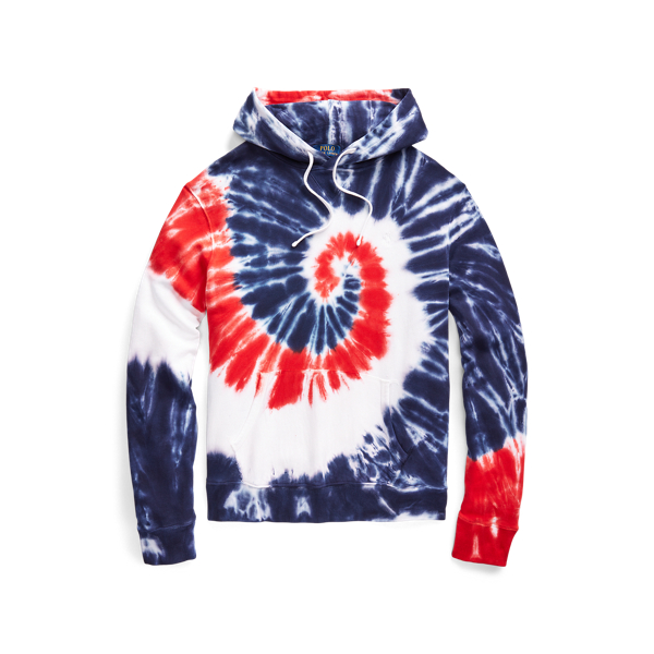 Red white and blue tie dye hoodie hotsell