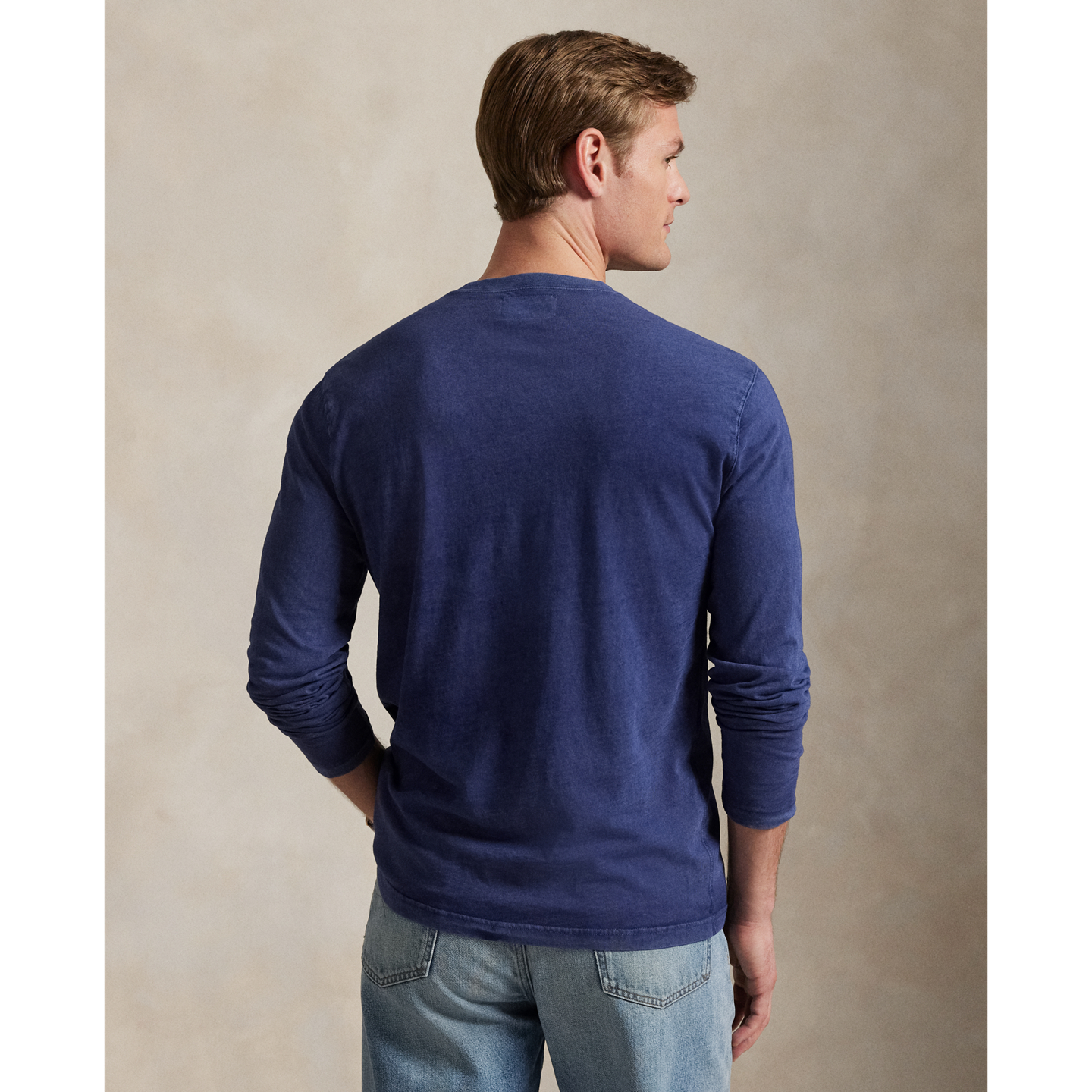Мужская рубашка-хенли Ralph Lauren из джерси с неровной нитью, цвет: Тёмно-синий — фото 2