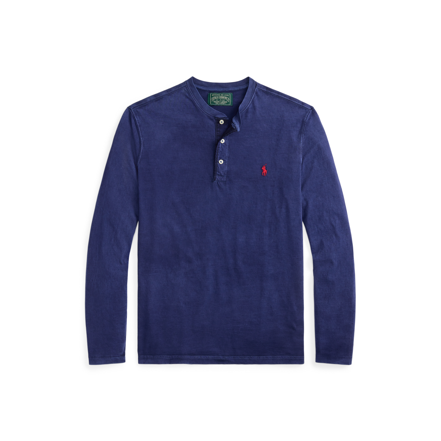 Мужская рубашка-хенли Ralph Lauren из джерси с неровной нитью, цвет: Тёмно-синий — фото 5