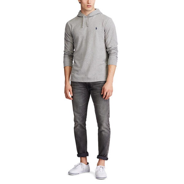 T-shirt &agrave; capuche en piqu&eacute; de coton Polo Ralph Lauren en Andover Heather 2