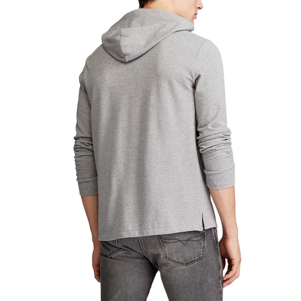 T-shirt &agrave; capuche en piqu&eacute; de coton Polo Ralph Lauren en Andover Heather 4