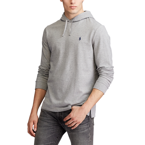 T-shirt &agrave; capuche en piqu&eacute; de coton Polo Ralph Lauren en Andover Heather 5