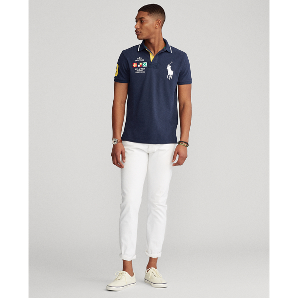 Cruise Navy Custom Slim Fit Mesh Polo Polo Ralph Lauren 4
