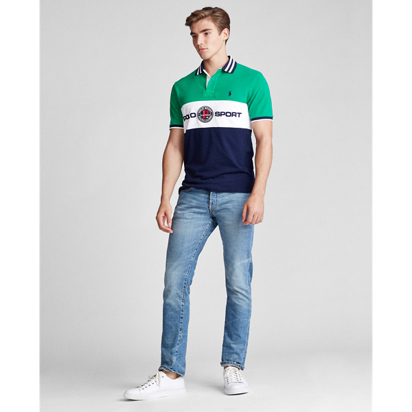 Chroma Green Multi Custom Slim Fit Mesh Polo Polo Ralph Lauren 3