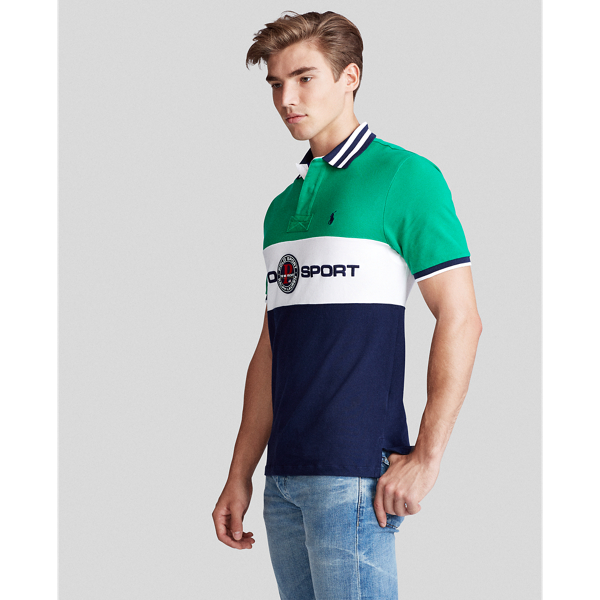 Chroma Green Multi Custom Slim Fit Mesh Polo Polo Ralph Lauren 4