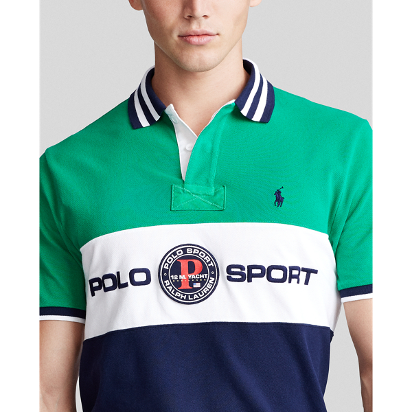 Chroma Green Multi Custom Slim Fit Mesh Polo Polo Ralph Lauren 6